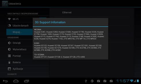 wsparcie modemów 3G dla tabletu tracer ovo 1.2
