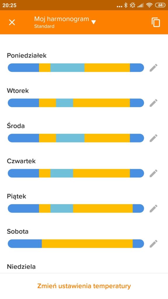 Aplikacja Netatmo Enenrgy - harmonogram